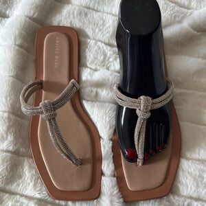 Azalea Wang Beige Beaded Women's Sandals